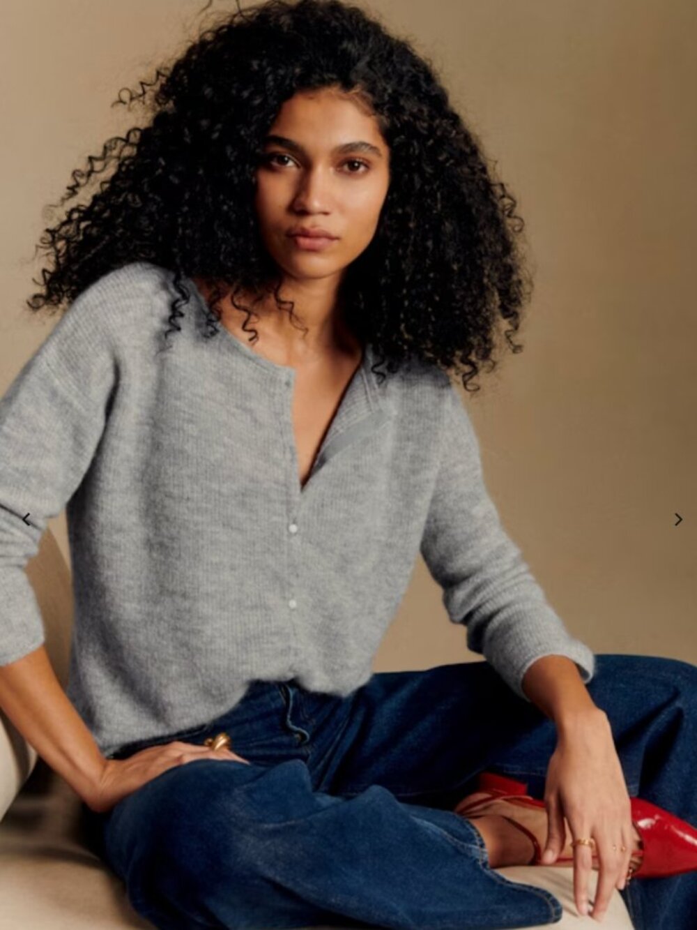 Sezane Gaspard Cardigan, Mottled Grey, Small